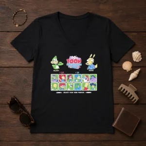 Good Plucky Rocko Darkwing Duck Ren Stimpy Doug Tommy Pickles Pinky The Tick Bart Goku 90s Toon Throwdown Select Your Toon Fighter V Neck shirt in dark color