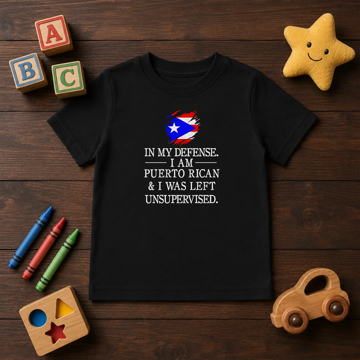 Good Puerto Rican In My Defense I Am Puerto Rican And I Was Left Unsupervised Kids T-Shirt