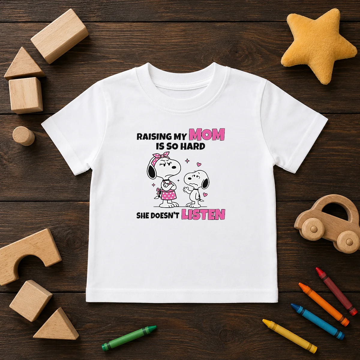 Good Snoopy Belle Peanuts Raising My Mom Is So Hard She Doesn'T Listen Kids T-Shirt
