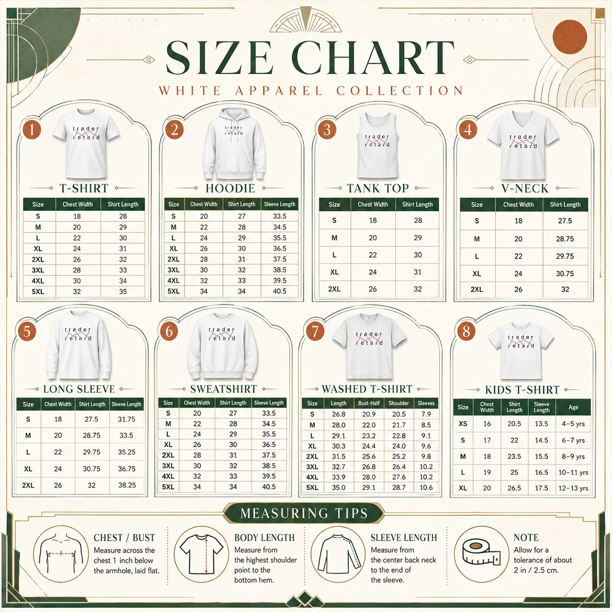 Good Trader Retard Wordplay Stock Market Trading Size Chart Size chart for Good Trader Retard Wordplay Stock Market Trading with measurements in inches and cm