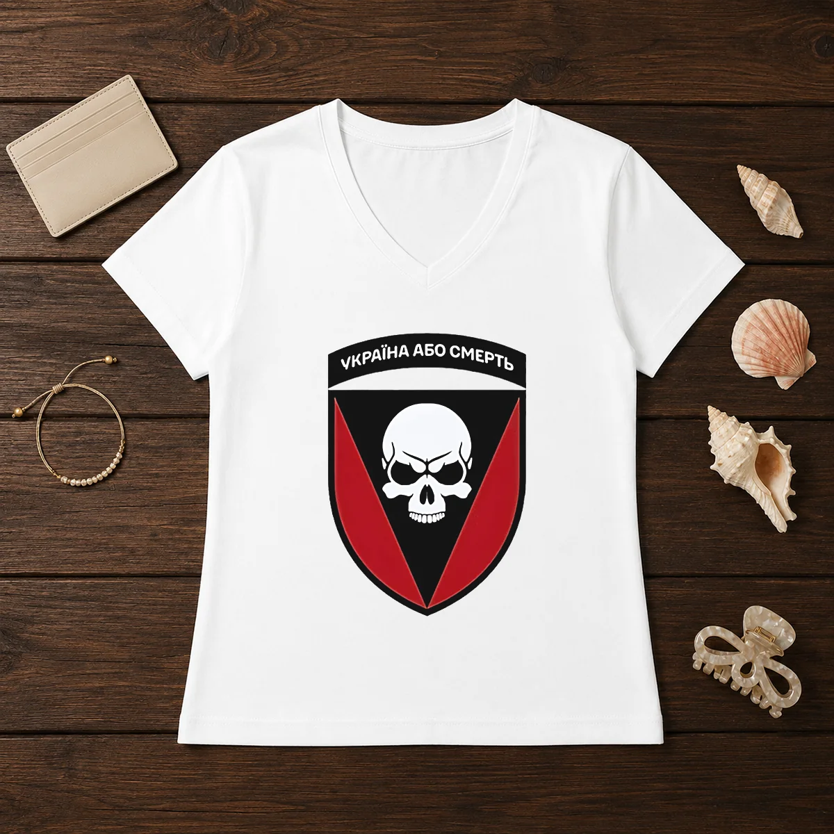 Good Ukraine Or Death Skull Emblem V-Neck Shirt Good Ukraine Or Death Skull Emblem V-Neck Shirt