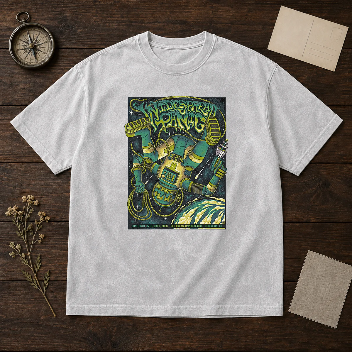Good Widespread Panic Red Rocks Amphitheatre Morrison Co June 26 28 2026 Washed T Shirt featuring vintage washed fabric and concert dates