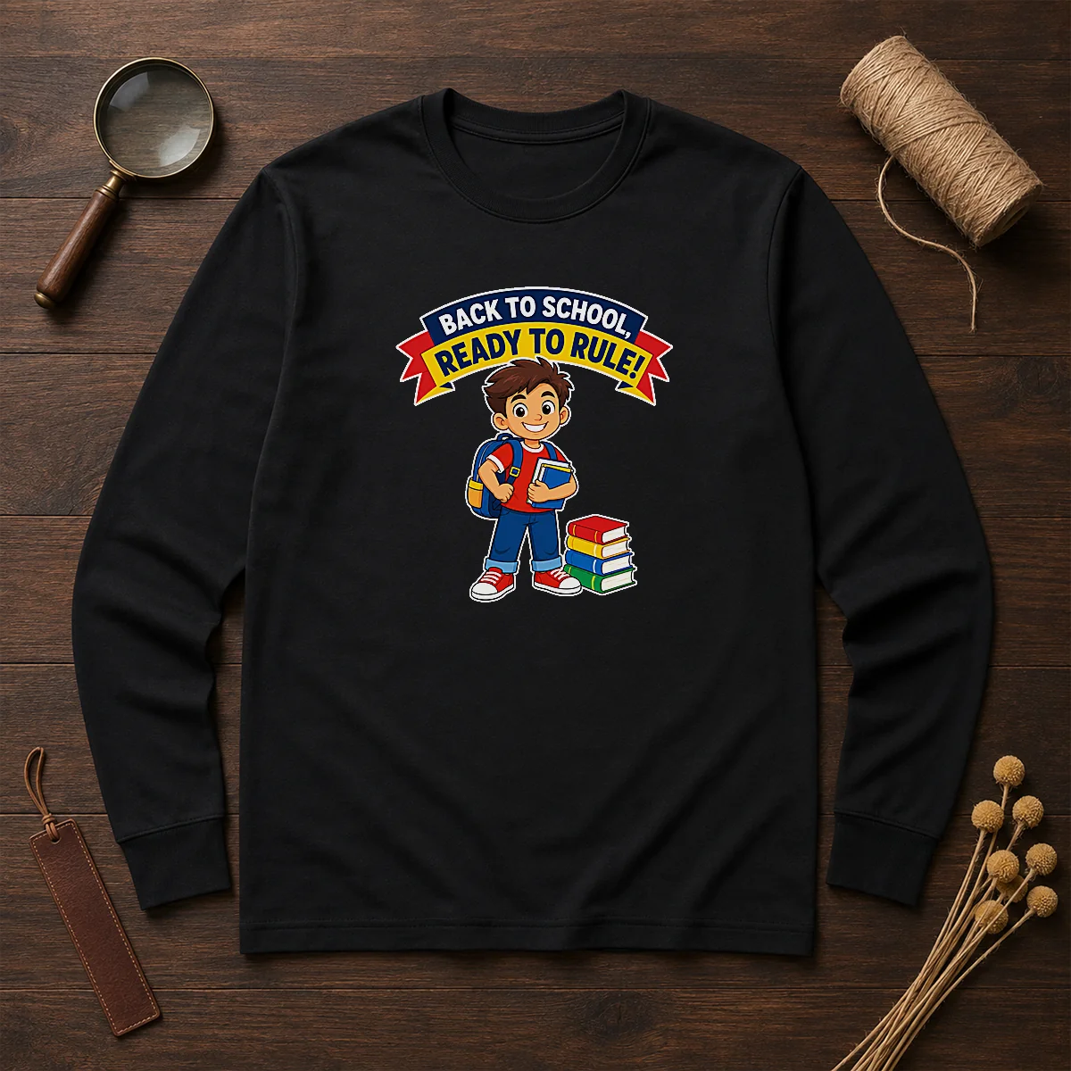 Hot Back To School Ready To Rule Vector Long Sleeve Shirt