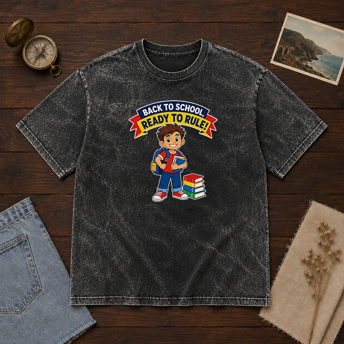 Hot Back To School Ready To Rule Vector Washed T-Shirt