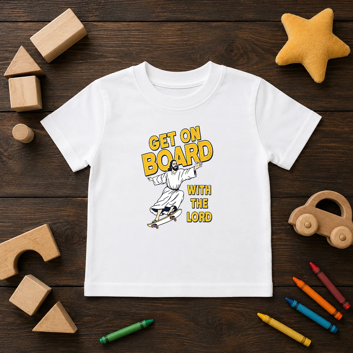 Hot Get On Board With The Lord Skateboarding Kids T-Shirt