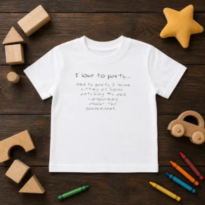 Hot I Love To Party Sitting At Home Watching TV Complaining About Government Kids T-Shirt