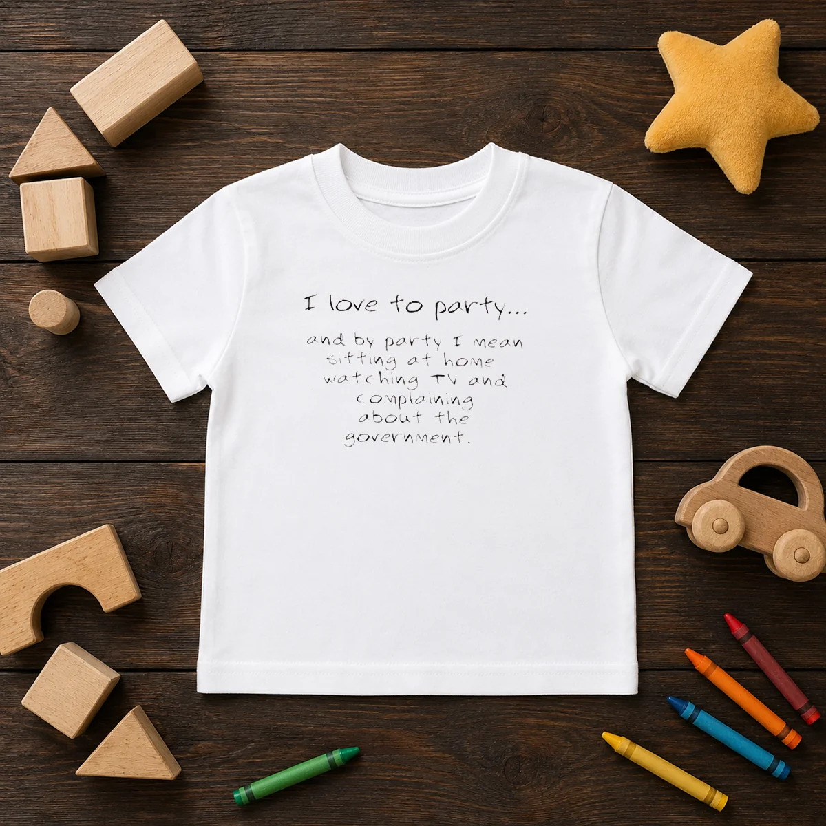 Hot I Love To Party Sitting At Home Watching TV Complaining About Government Kids T-Shirt