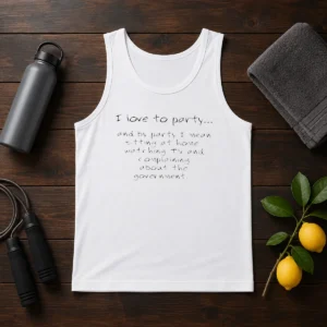 Hot I Love To Party Sitting At Home Watching TV Complaining About Government Tank Top
