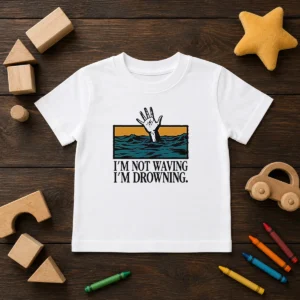 Hot I'M Not Waving I'M Drowning Kids T-Shirt