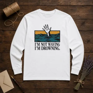 Hot I'M Not Waving I'M Drowning Long Sleeve Shirt