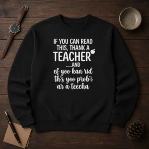 Hot If You Can Read This Thank A Teacher And Ef Yoo Kan Rid Ths Yoo Probi Ar A Teecha Sweater
