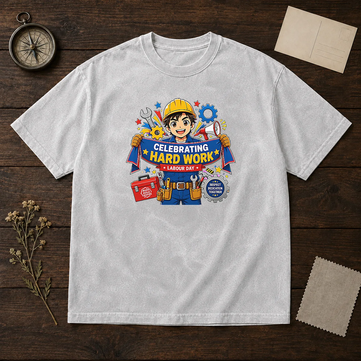 Hot Labour Day Celebration Anime For Proud Workers Washed T-Shirt