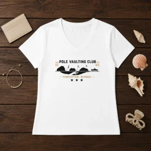 Hot Poler Vaulting Club Perfection Nevada Geek V Neck Shirt in dark color with graphic print