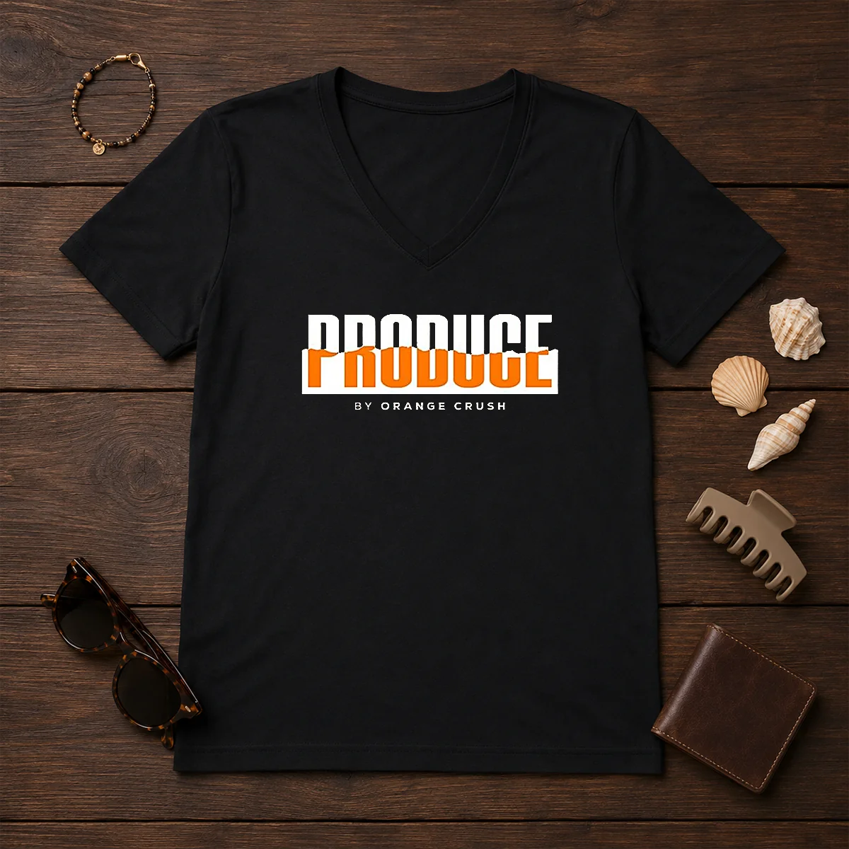 Hot Produce By Orange Crush Logo V-Neck Shirt Hot Produce By Orange Crush Logo V-Neck Shirt