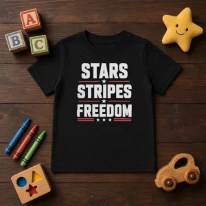 Hot Stars Stripes Freedom Fourth Of July Patriotic American Independence Day Kids T-Shirt