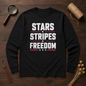 Hot Stars Stripes Freedom Fourth Of July Patriotic American Independence Day Long Sleeve Shirt
