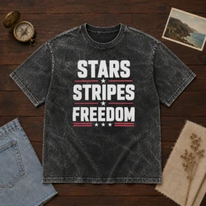 Hot Stars Stripes Freedom Fourth Of July Patriotic American Independence Day Washed T-Shirt