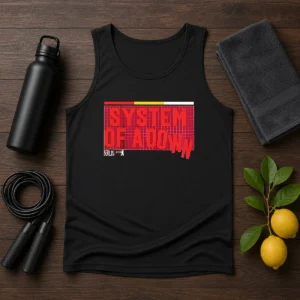 Hot System Of A Down Berlin Germany Olympiastadion On July 8 2026 Down Text tank top front view with bold graphic print