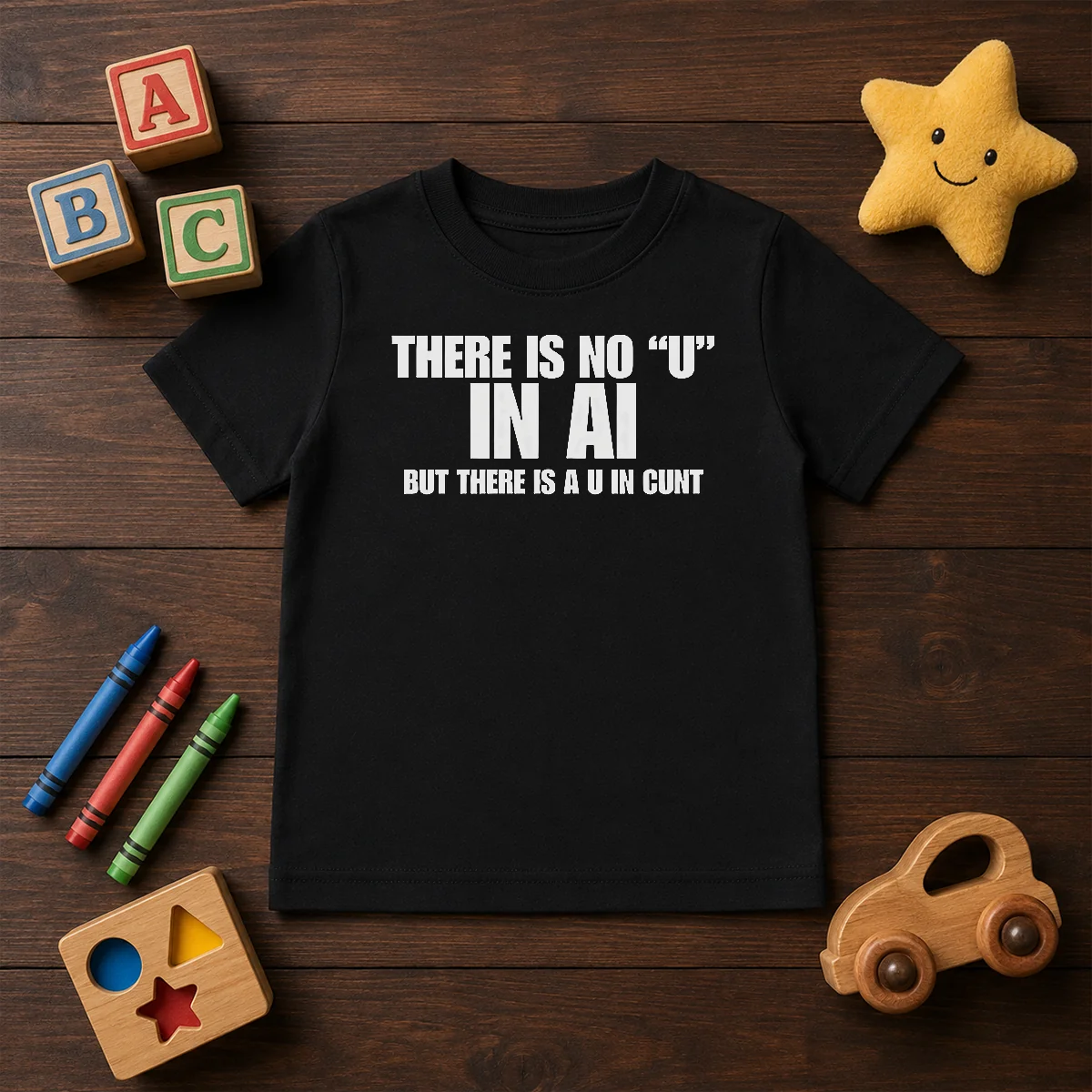 Hot There Is No U In AI But There Is A U In Cunt kids t shirt in white, short sleeve cotton tee for children