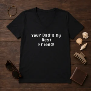 Hot Your Dad'S My Best Friend Slogan Funny Quote V-Neck Shirt