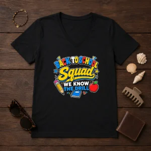 Nice Back To School Group Cartoon For Kids V-Neck Shirt