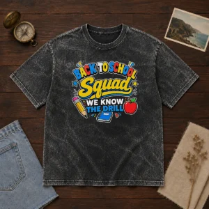 Nice Back To School Group Cartoon For Kids Washed T-Shirt