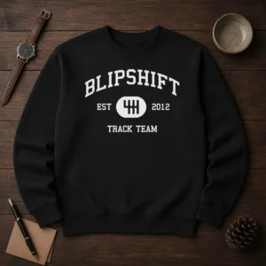 Nice Blipshift Track Team Est 2012 Sweater in charcoal gray with white logo print on chest