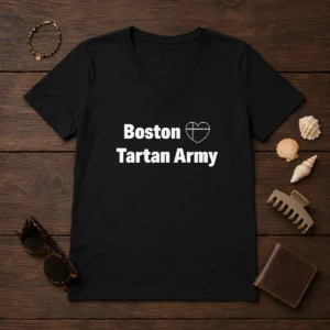 Nice Boston Tartan Army I Love Scotland Soccer National Team Supporters V-Neck Shirt