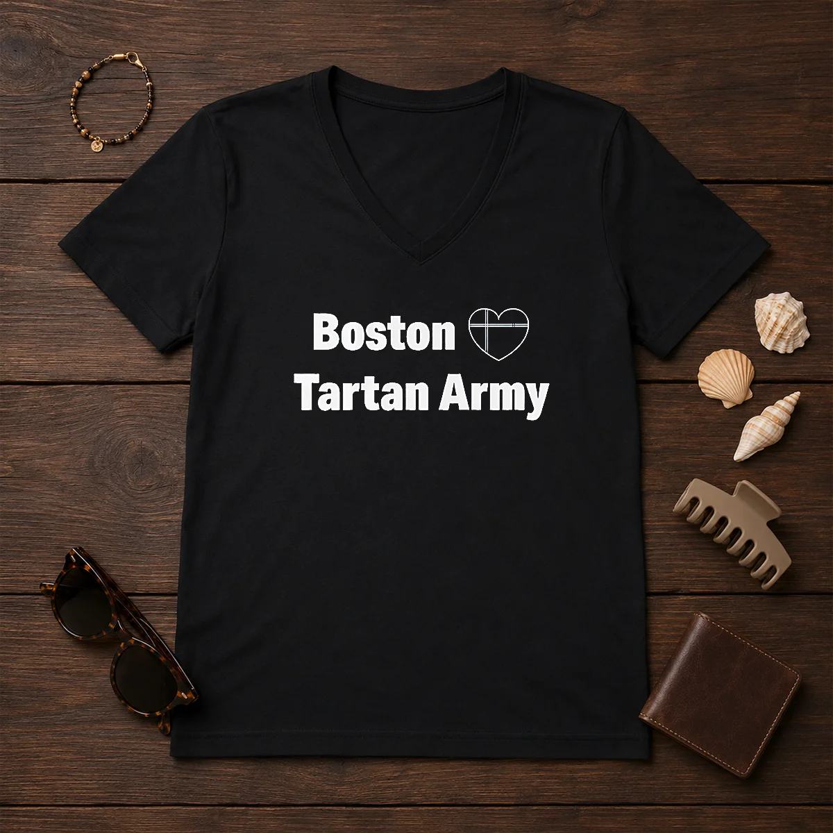Nice Boston Tartan Army I Love V-Neck Shirt Nice Boston Tartan Army I Love V-Neck Shirt