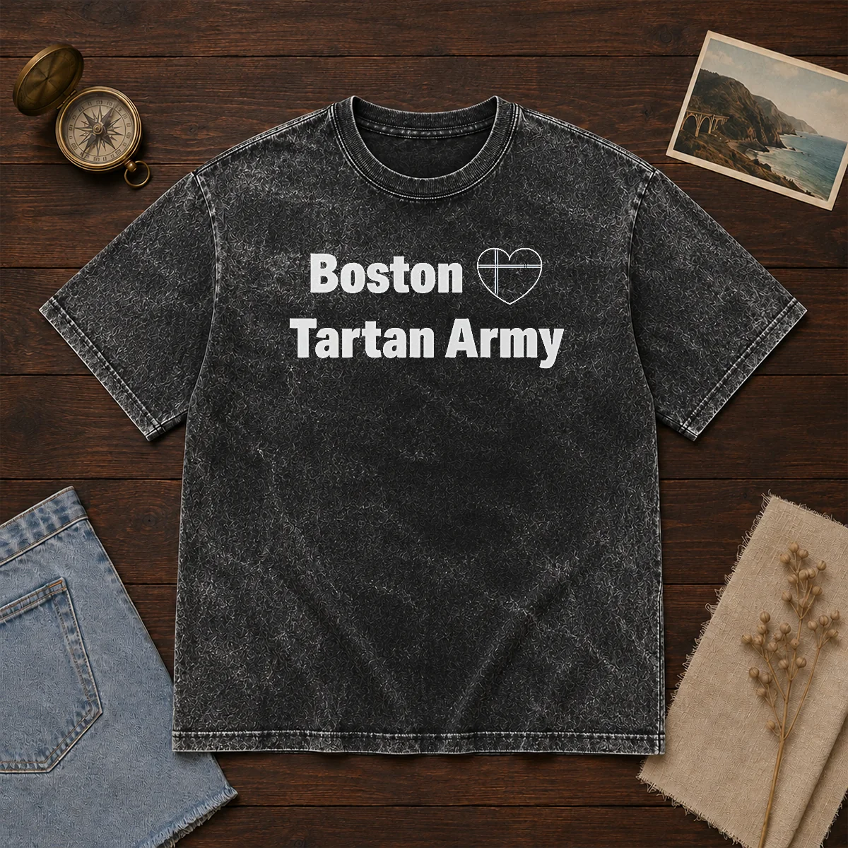 Nice Boston Tartan Army I Love Scotland Soccer National Team Supporters Washed T-Shirt