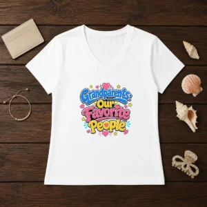 Nice Grandparents Day Love Cartoon V-Neck Shirt