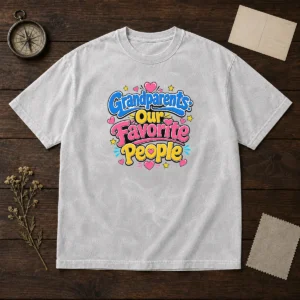 Nice Grandparents Day Love Cartoon Washed T-Shirt