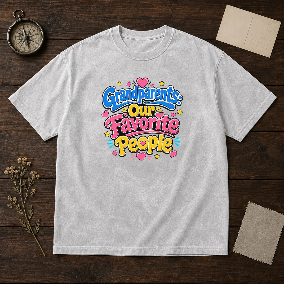 Nice Grandparents Day Love Cartoon Washed T-Shirt