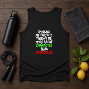 Nice I'M Glad My Parents Taught Me More About Character Than Skin Color Tank Top