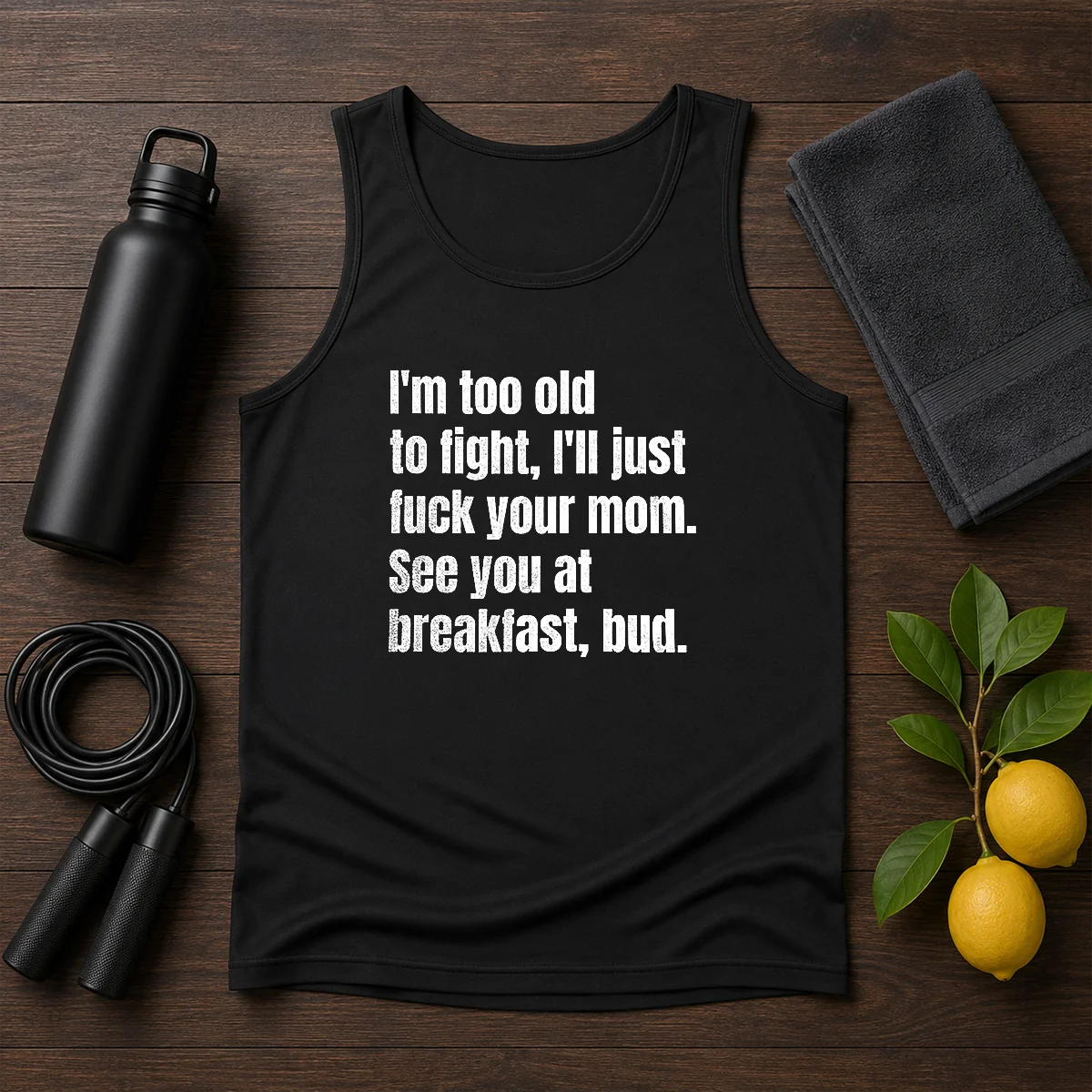 Nice I'M Too Old To Fight I'Ll Just Fuck Your Mom Tank Top
