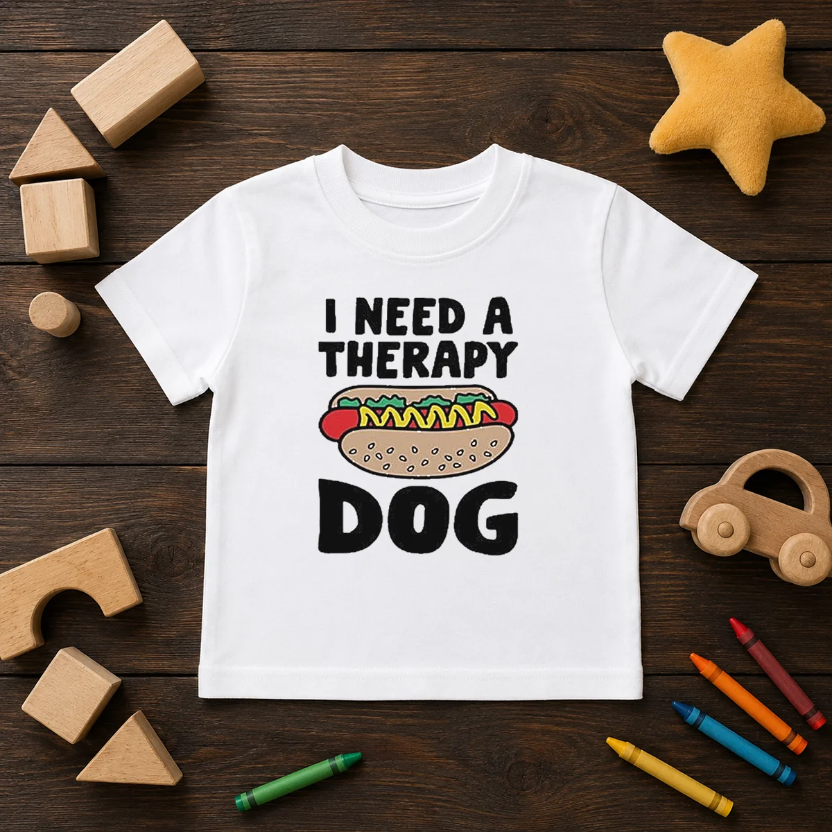 Nice I Need A Therapy Dog Illustration Kids T-Shirt
