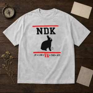 Nice NDK JP LDN VA PAR AUS Washed T Shirt in soft cotton with vintage washed finish