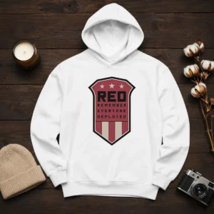 Nice Red Remember Everyone Deployed Military Support Shield Hoodie