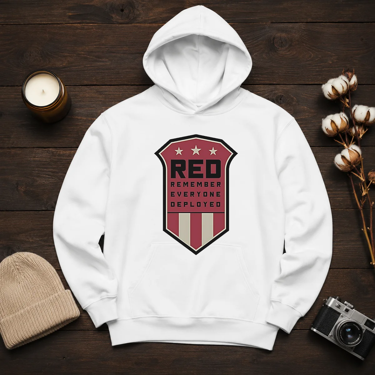 Nice Red Remember Everyone Deployed Military Support Shield Hoodie