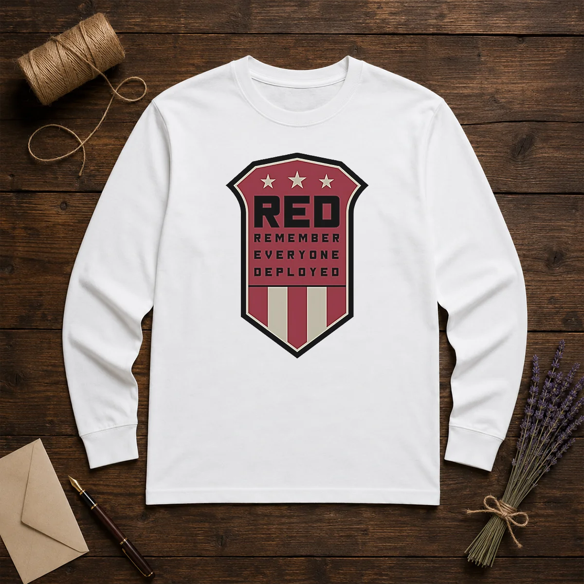 Nice Red Remember Everyone Deployed Military Support Shield Long Sleeve Shirt