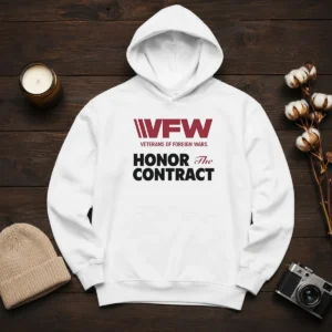 Nice VFW Veterans Of Foreign Wars Honor The Contract Logo Hoodie in black with front graphic print