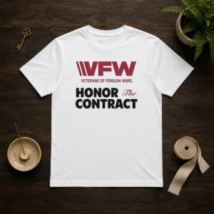 Nice VFW Veterans Of Foreign Wars Honor The Contract Logo t shirt in black, classic crew neck short sleeve