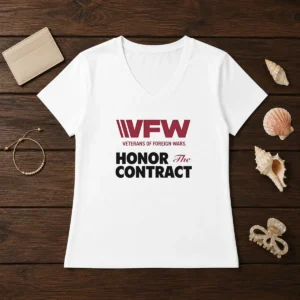 Nice VFW Veterans Of Foreign Wars Honor The Contract Logo V-Neck Shirt