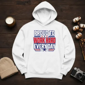 Official American Labour Day Proud Worker Typography Hoodie