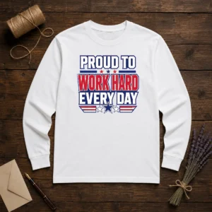 Official American Labour Day Proud Worker Typography Long Sleeve Shirt
