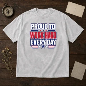 Official American Labour Day Proud Worker Typography Washed T-Shirt