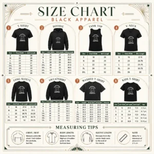 Size chart for Official Black Cat I'M Not Bad Luck I'M Bad At Everything with measurements in inches and cm