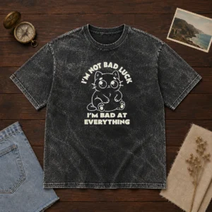 Official Black Cat I'M Not Bad Luck I'M Bad At Everything Washed T-Shirt