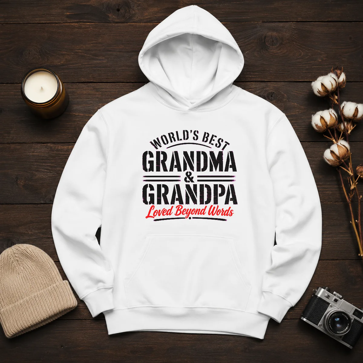 Official Grandparents Day Stencil Worlds Best Grandma Grandp Hoodie