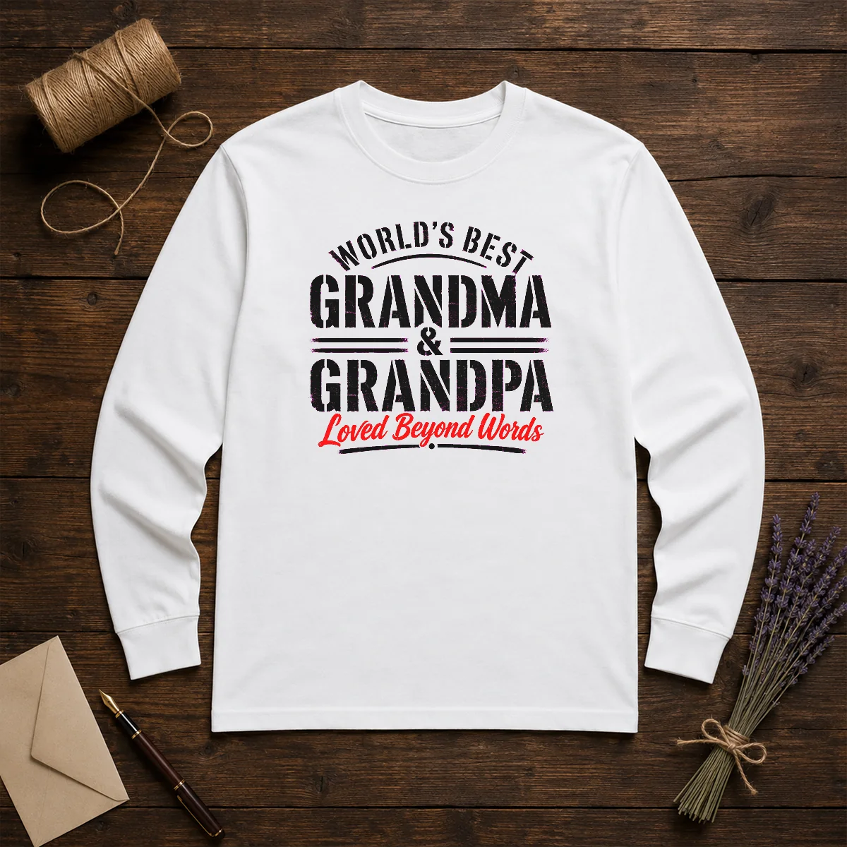 Official Grandparents Day Stencil Worlds Best Grandma Grandp Long Sleeve Shirt